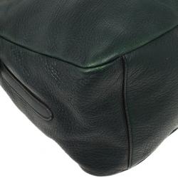 مملوكة مسبقًا Prada Dark Green Leather Logo Detail Top Handle Bag