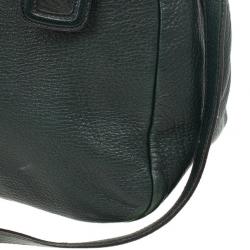 مملوكة مسبقًا Prada Dark Green Leather Logo Detail Top Handle Bag