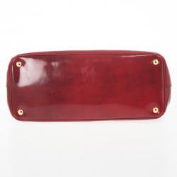 Pre Owned Prada Red Patent Lux Double-Zip Tote 