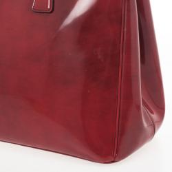 Pre Owned Prada Red Patent Lux Double-Zip Tote 