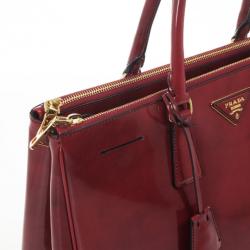 Pre Owned Prada Red Patent Lux Double-Zip Tote 