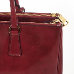 Pre Owned Prada Red Patent Lux Double-Zip Tote 