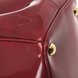 Pre Owned Prada Red Patent Lux Double-Zip Tote 