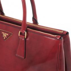 Pre Owned Prada Red Patent Lux Double-Zip Tote 