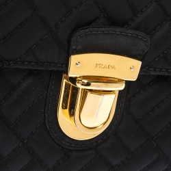 Pre Owned Prada Black Nylon Flap Shoulder Bag