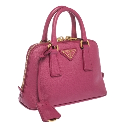 Pre Owned Prada Fuchsia Saffiano Lux Leather Mini Promenade Crossbody Bag