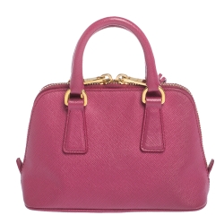 Pre Owned Prada Fuchsia Saffiano Lux Leather Mini Promenade Crossbody Bag