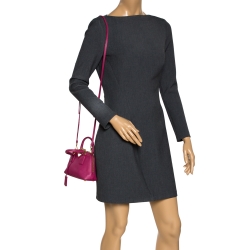 Pre Owned Prada Fuchsia Saffiano Lux Leather Mini Promenade Crossbody Bag