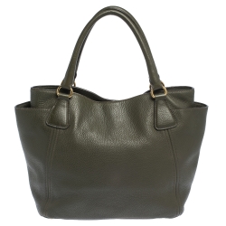 Pre Owned Prada Militare Green Daino Leather Sacca 2 Manici Tote