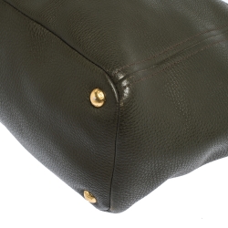 Pre Owned Prada Militare Green Daino Leather Sacca 2 Manici Tote