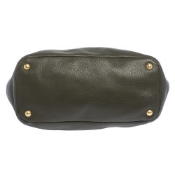 Pre Owned Prada Militare Green Daino Leather Sacca 2 Manici Tote