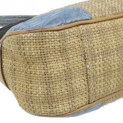 Pre Owned Prada Beige Python Stitched Paglia Twist Shoulder Bag