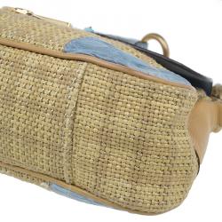 Pre Owned Prada Beige Python Stitched Paglia Twist Shoulder Bag