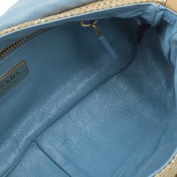 Pre Owned Prada Beige Python Stitched Paglia Twist Shoulder Bag