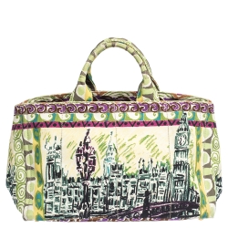 Prada Multicolor Printed Canapa Canvas Convertible Tote     