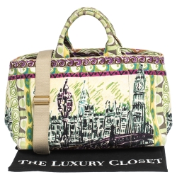 Prada Multicolor Printed Canapa Canvas Convertible Tote     