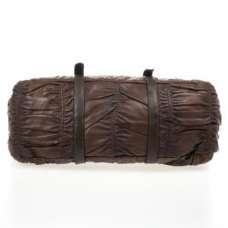 Pre Owned Prada Brown Leather Gaufre Bag