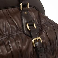 Pre Owned Prada Brown Leather Gaufre Bag