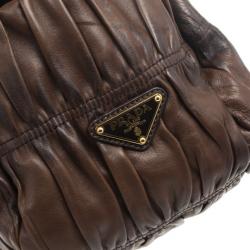 Pre Owned Prada Brown Leather Gaufre Bag