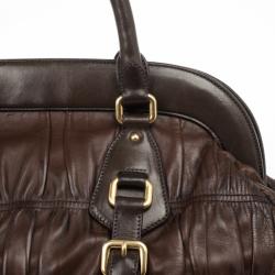Pre Owned Prada Brown Leather Gaufre Bag