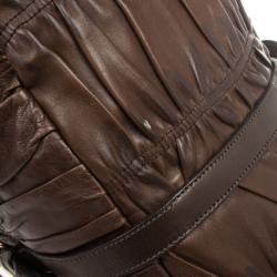 Pre Owned Prada Brown Leather Gaufre Bag