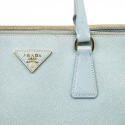 مملوكة مسبقًا Prada Baby Blue Saffiano Lux Double-Zip Tote