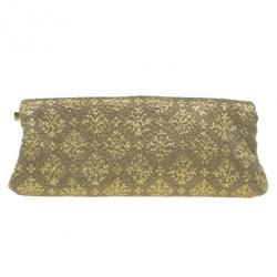 Pre Owned Prada Gold Fabric Floral Brocade Clutch