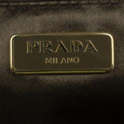 Pre Owned Prada Gold Fabric Floral Brocade Clutch