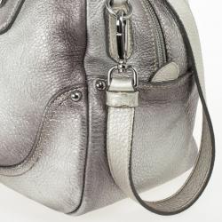 مملوكة مسبقًا Prada Metallic Silver Cervo Antik Leather Bauletto Bag
