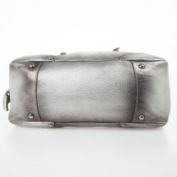 مملوكة مسبقًا Prada Metallic Silver Cervo Antik Leather Bauletto Bag