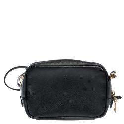 Prada Black Saffiano Lux Leather Mini Camera Crossbody Bag