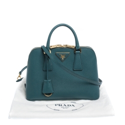 Pre Owned Prada Green Saffiano Leather Small Promenade Shoulder Bag