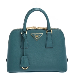 Pre Owned Prada Green Saffiano Leather Small Promenade Shoulder Bag