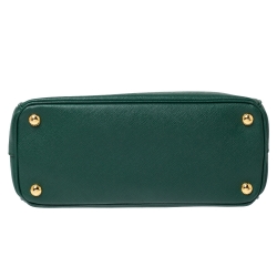 Pre Owned Prada Green Saffiano Leather Small Double Zip Tote