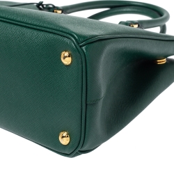 Pre Owned Prada Green Saffiano Leather Small Double Zip Tote