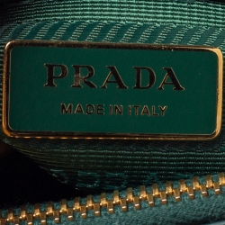 Pre Owned Prada Green Saffiano Leather Small Double Zip Tote