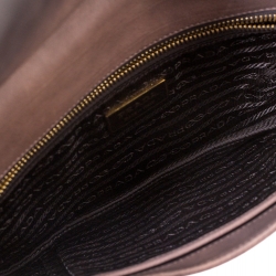 Pre Owned Prada Ombré Brown Leather Flap Clutch