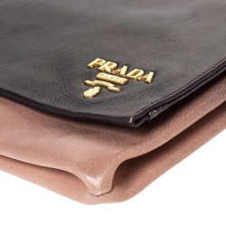 Pre Owned Prada Ombré Brown Leather Flap Clutch
