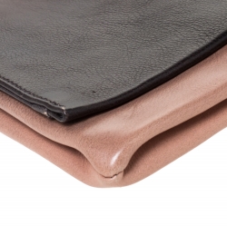 Pre Owned Prada Ombré Brown Leather Flap Clutch