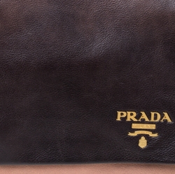 Pre Owned Prada Ombré Brown Leather Flap Clutch