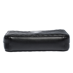 Pre Owned Prada Black Diagramme Leather Double Zip Shoulder Bag