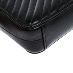 Pre Owned Prada Black Diagramme Leather Double Zip Shoulder Bag