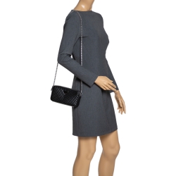 Pre Owned Prada Black Diagramme Leather Double Zip Shoulder Bag