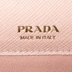 Pre Owned Prada Beige Saffiano Leather Flap Chain Clutch