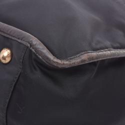 Pre Owned Prada Brown Nylon Leather Tote Bag