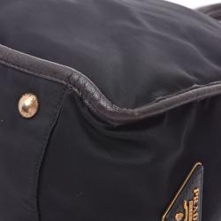 Pre Owned Prada Brown Nylon Leather Tote Bag