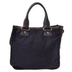 Pre Owned Prada Brown Nylon Leather Tote Bag