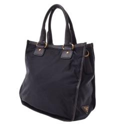 Pre Owned Prada Brown Nylon Leather Tote Bag