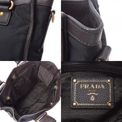 Pre Owned Prada Brown Nylon Leather Tote Bag