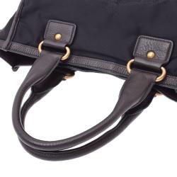Pre Owned Prada Brown Nylon Leather Tote Bag
